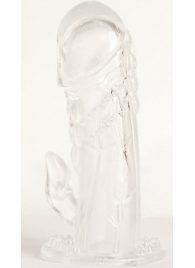 Прозрачная гелевая насадка с клиторальным отростком - 13 см. - Toyfa Basic - в Ульяновске купить с доставкой