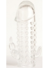 Гелевая прозрачная насадка с 2 отростками - 13 см. - Toyfa Basic - в Ульяновске купить с доставкой