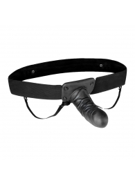 Чёрный полый страпон с вибрацией Unisex Vibrating Hollow Strap-On - 14 см. - Lux Fetish - купить с доставкой в Ульяновске