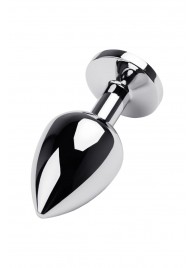 Серебристая коническая анальная пробка с красным кристаллом - 8 см. - ToyFa - купить с доставкой в Ульяновске