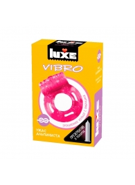 Розовое эрекционное виброкольцо Luxe VIBRO  Ужас Альпиниста  + презерватив - Luxe - в Ульяновске купить с доставкой