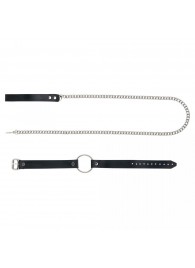 Черный поводок и чокер с кольцом Rada - Rebelts - купить с доставкой в Ульяновске