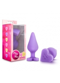 Фиолетовая анальная пробка Naughty Candy Heart Do Me Now - 8,9 см. - Blush Novelties - купить с доставкой в Ульяновске