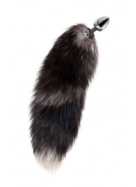 Серебристая металлическая анальная втулка с хвостом чернобурой лисы - размер S - ToyFa - купить с доставкой в Ульяновске