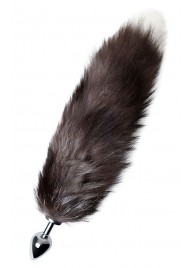 Серебристая металлическая анальная втулка с хвостом чернобурой лисы - размер S - ToyFa - купить с доставкой в Ульяновске