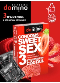 Презервативы для орального секса DOMINO Sweet Sex с ароматом клубничного коктейля  - 3 шт. - Domino - купить с доставкой в Ульяновске