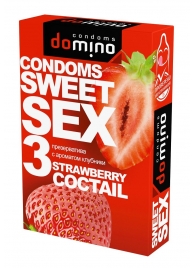 Презервативы для орального секса DOMINO Sweet Sex с ароматом клубничного коктейля  - 3 шт. - Domino - купить с доставкой в Ульяновске