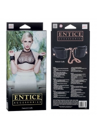 Черные мягкие наручники Entice French Cuffs с цепью - California Exotic Novelties - купить с доставкой в Ульяновске