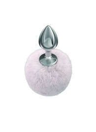 Серебристая анальная пробка с белым пушистым хвостиком Twinkle - Lola Games - купить с доставкой в Ульяновске