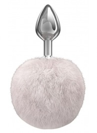 Серебристая анальная пробка с белым пушистым хвостиком Twinkle - Lola Games - купить с доставкой в Ульяновске