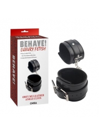 Черные оковы на ноги Obey Me Leather Ankle Cuffs - Chisa - купить с доставкой в Ульяновске