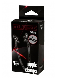 Черные зажимы на соски на цепочке BLAZE DELUXE NIPPLE CLAMPS - Dream Toys - купить с доставкой в Ульяновске