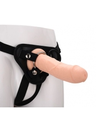 Черные трусики с телесной насадкой STRAP ON REAL DILDO - 21 см. - Dream Toys - купить с доставкой в Ульяновске