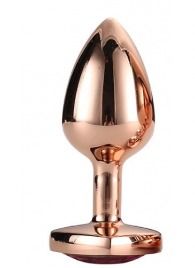 Золотистая анальная втулка с кристаллом-сердечком розового цвета - 7,1 см. - Dream Toys - купить с доставкой в Ульяновске