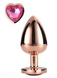 Золотистая анальная втулка с кристаллом-сердечком розового цвета - 7,1 см. - Dream Toys - купить с доставкой в Ульяновске