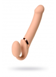 Телесный безремневой вибрострапон Vibrating Bendable Strap-On L - Strap-on-me - купить с доставкой в Ульяновске