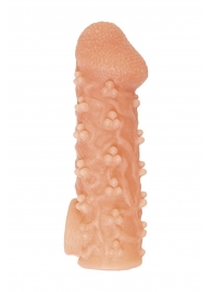 Телесная закрытая насадка с пучками шишечек Cock Sleeve Size S - 13,8 см. - KOKOS - в Ульяновске купить с доставкой