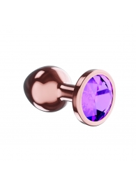 Пробка цвета розового золота с фиолетовым кристаллом Diamond Amethyst Shine S - 7,2 см. - Lola Games - купить с доставкой в Ульяновске