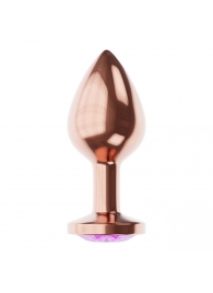 Пробка цвета розового золота с фиолетовым кристаллом Diamond Amethyst Shine S - 7,2 см. - Lola Games - купить с доставкой в Ульяновске