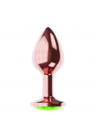 Пробка цвета розового золота с лаймовым кристаллом Diamond Emerald Shine S - 7,2 см. - Lola Games - купить с доставкой в Ульяновске