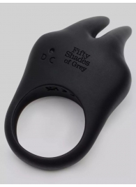 Черное эрекционное виброкольцо Sensation Rechargeable Vibrating Rabbit Love Ring - Fifty Shades of Grey - в Ульяновске купить с доставкой