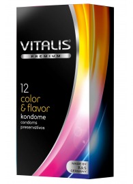 Цветные ароматизированные презервативы VITALIS PREMIUM color   flavor - 12 шт. - Vitalis - купить с доставкой в Ульяновске