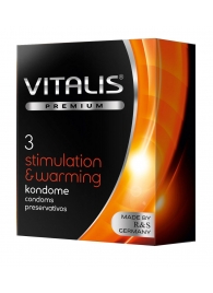 Презервативы VITALIS PREMIUM stimulation   warming с согревающим эффектом - 3 шт. - Vitalis - купить с доставкой в Ульяновске