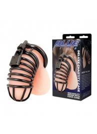 Черная металлическая клетка с замком Deluxe Chastity Cage - BlueLine - купить с доставкой в Ульяновске