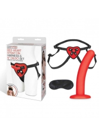 Красный поясной фаллоимитатор Red Heart Strap on Harness   5in Dildo Set - 12,25 см. - Lux Fetish - купить с доставкой в Ульяновске