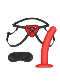 Красный поясной фаллоимитатор Red Heart Strap on Harness   5in Dildo Set - 12,25 см. - Lux Fetish - купить с доставкой в Ульяновске