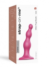 Розовая насадка Strap-On-Me Dildo Plug Beads size S - Strap-on-me - купить с доставкой в Ульяновске