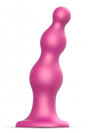 Розовая насадка Strap-On-Me Dildo Plug Beads size S - Strap-on-me - купить с доставкой в Ульяновске