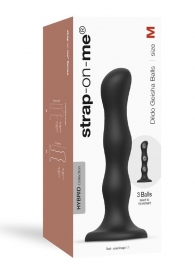 Черная насадка Strap-On-Me Dildo Geisha Balls size M - Strap-on-me - купить с доставкой в Ульяновске