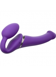 Фиолетовый безремневой вибрострапон Vibrating Bendable Strap-On - size L - Strap-on-me - купить с доставкой в Ульяновске