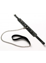 Черный ошейник с шипами и поводком - Crazy Handmade - купить с доставкой в Ульяновске