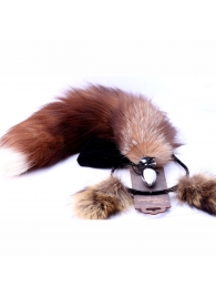 Игровой комплект: серебристая анальная пробка с пушистым хвостом и ободок-ушки - Crazy Handmade - купить с доставкой в Ульяновске