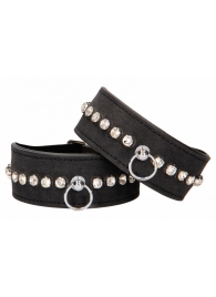 Черные наручники Diamond Studded Wrist Cuffs - Shots Media BV - купить с доставкой в Ульяновске