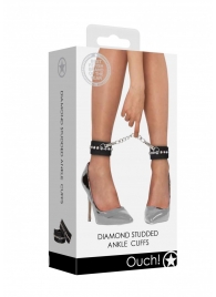 Черные поножи Diamond Studded Ankle Cuffs - Shots Media BV - купить с доставкой в Ульяновске