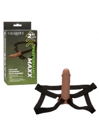 Коричневый фаллопротез Life-Like Extension with Harness - 17,75 см. - California Exotic Novelties - купить с доставкой в Ульяновске