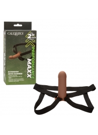 Коричневый фаллопротез из силикона Extension with Harness - 15,75 см. - California Exotic Novelties - купить с доставкой в Ульяновске