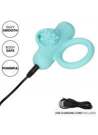 Аквамариновое эрекционное виброкольцо Silicone Rechargeable Nubby Lover’s Delight - California Exotic Novelties - в Ульяновске купить с доставкой