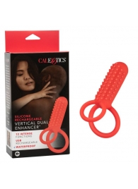 Красное эрекционное кольцо Silicone Rechargeable Vertical Dual Enhancer - California Exotic Novelties - в Ульяновске купить с доставкой