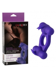 Фиолетовое эрекционное виброкольцо с двумя моторами Silicone Rechargeable Triple Orgasm Enhancer - California Exotic Novelties - в Ульяновске купить с доставкой