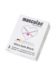 Ультрапрочные презервативы Masculan Ultra Safe Black - 3 шт. - Masculan - купить с доставкой в Ульяновске