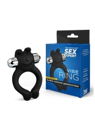 Черное силиконовое эрекционное виброкольцо Sex Expert - Sex Expert - в Ульяновске купить с доставкой