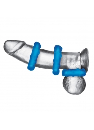 Комплект из трех голубых эрекционных колец 3-Pack Ribbed Rider Cock Ring Set - BlueLine - в Ульяновске купить с доставкой