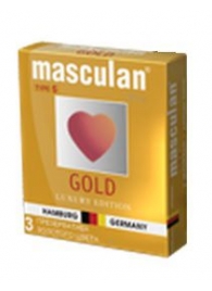 Презервативы Masculan Ultra Gold с золотым напылением и ароматом ванили - 3 шт. - Masculan - купить с доставкой в Ульяновске