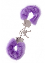 Фиолетовые меховые наручники METAL HANDCUFF WITH PLUSH LAVENDER - Dream Toys - купить с доставкой в Ульяновске