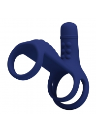 Синяя вибронасадка на пенис Vibrating Penis Sling - Baile - в Ульяновске купить с доставкой