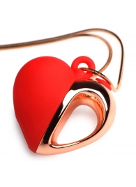 Красное ожерелье с подвеской-вибратором 10X Vibrating Silicone Heart Necklace - XR Brands